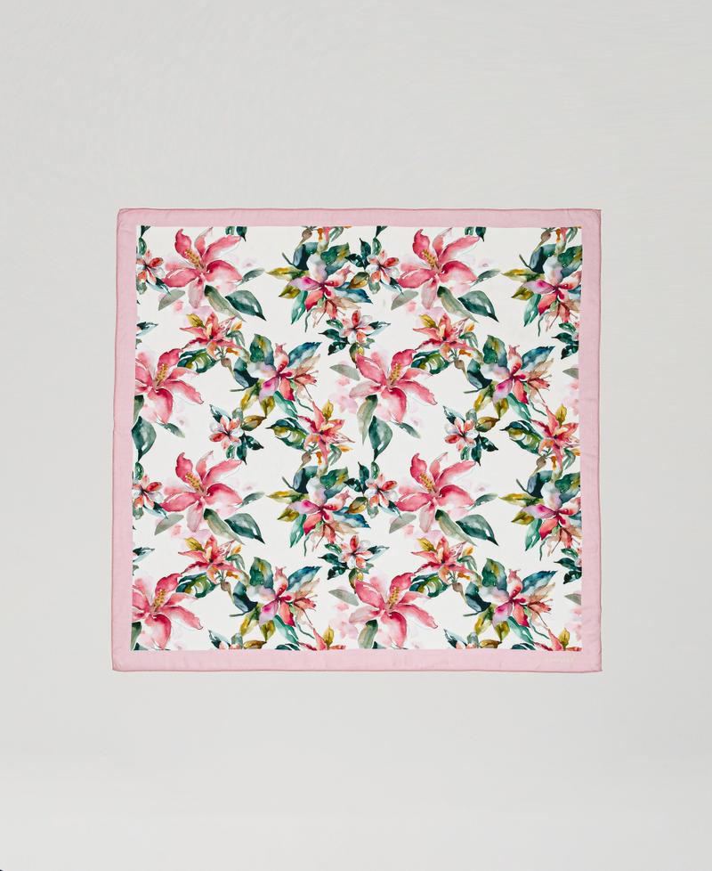 Keffiyeh with floral print Mother of Pearl/Multicolour Floral Print Woman 251LB4CKK_12194_05