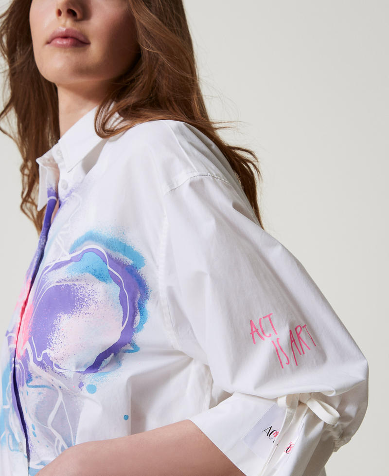 MYFO Hemd mit Blumenmotiv und Tunnelzügen "Papers"-Weiß Frau 251AQ2012_00840_04