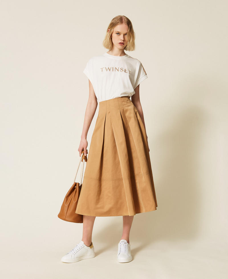 Leather trainers Two-tone Optical White / Gold Woman 261TGT126_07049_T0