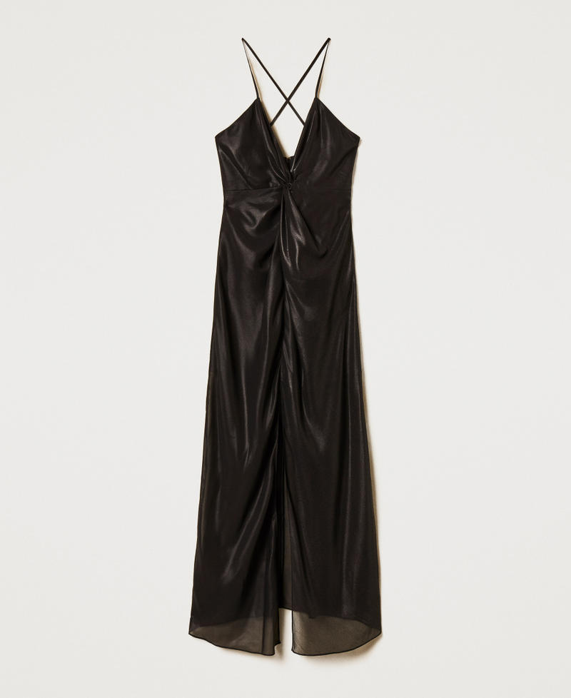 Maxikleid aus Metallic-Georgette Schwarz Frau 251LB2MCC_00006_S0
