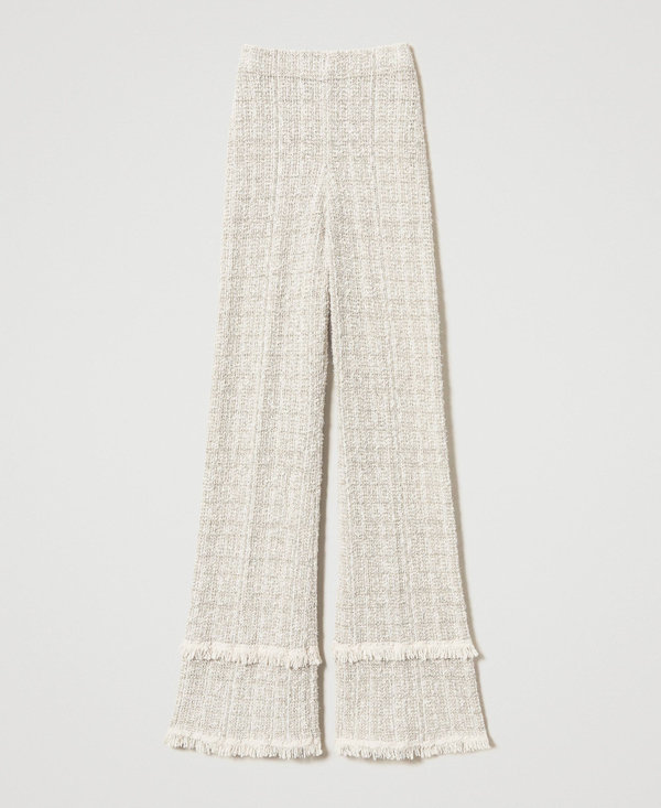 Pantaloni in maglia jacquard con lurex