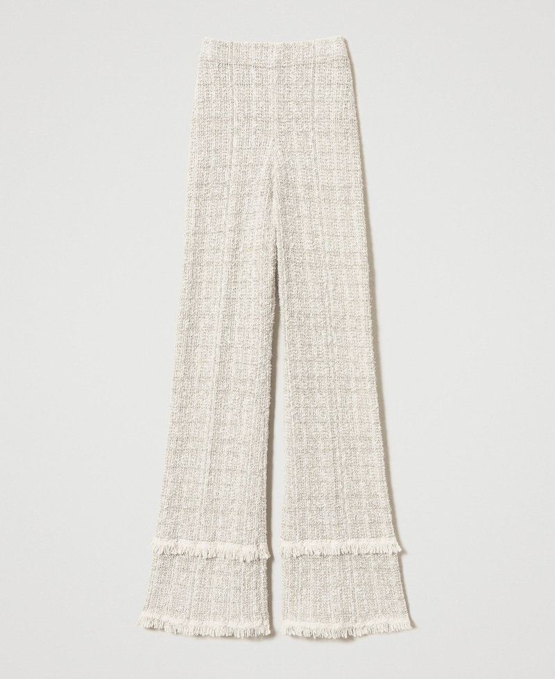 Jacquard knit trousers with lurex Snow Gold Lurex Jacquard Woman 251TP3562_12317_0S