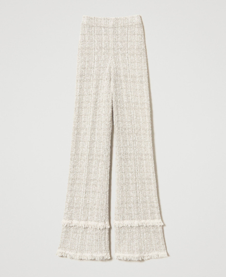 Jacquard knit trousers with lurex Snow Gold Lurex Jacquard Woman 251TP3562_12317_S0