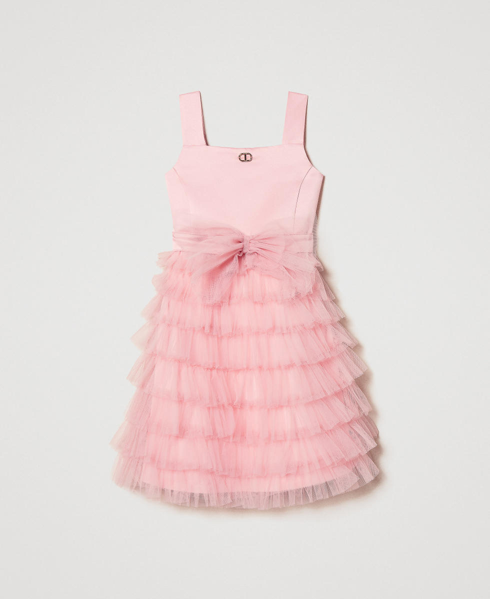 Abito corto in duchesse e tulle Sweet Rose Bambina 251GJ2QS0_00533_S0