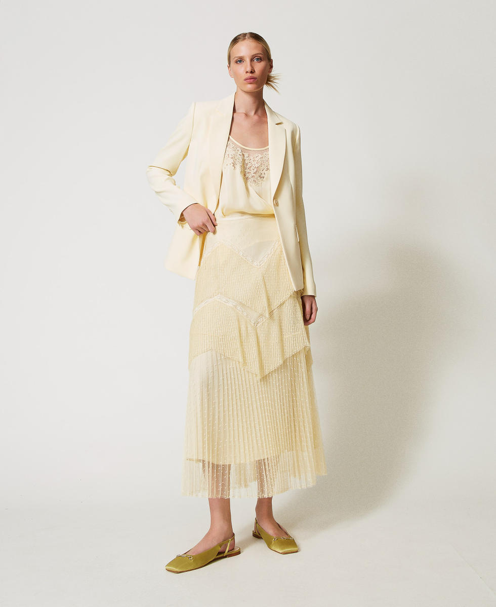 Jupe longue en tulle avec volants plissés