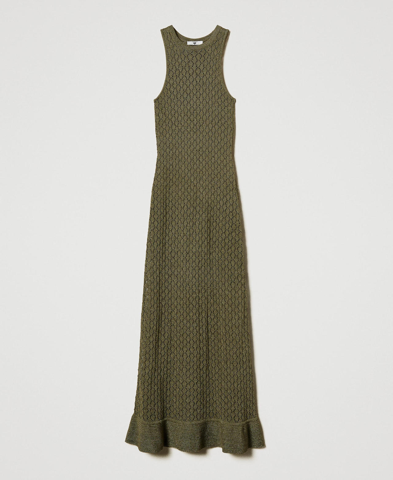 Maxikleid in Netzoptik aus Lurexgestrick Olive Leaf Frau 251LB3ABB_12135_0S