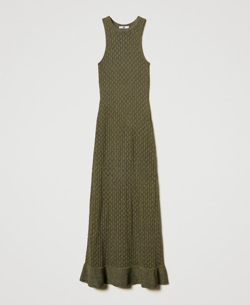 Maxikleid in Netzoptik aus Lurexgestrick Olive Leaf Frau 251LB3ABB_12135_0S