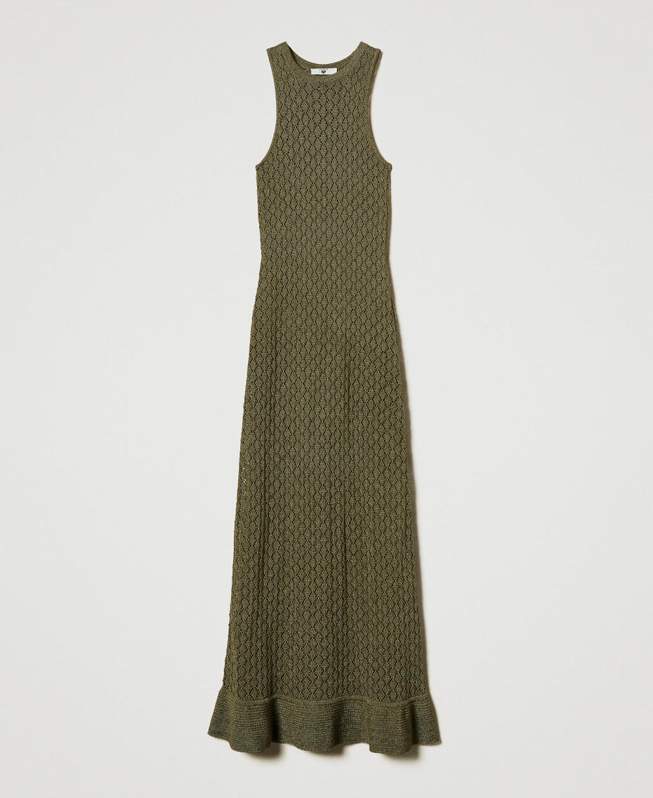 Maxikleid in Netzoptik aus Lurexgestrick Olive Leaf Frau 251LB3ABB_12135_S0