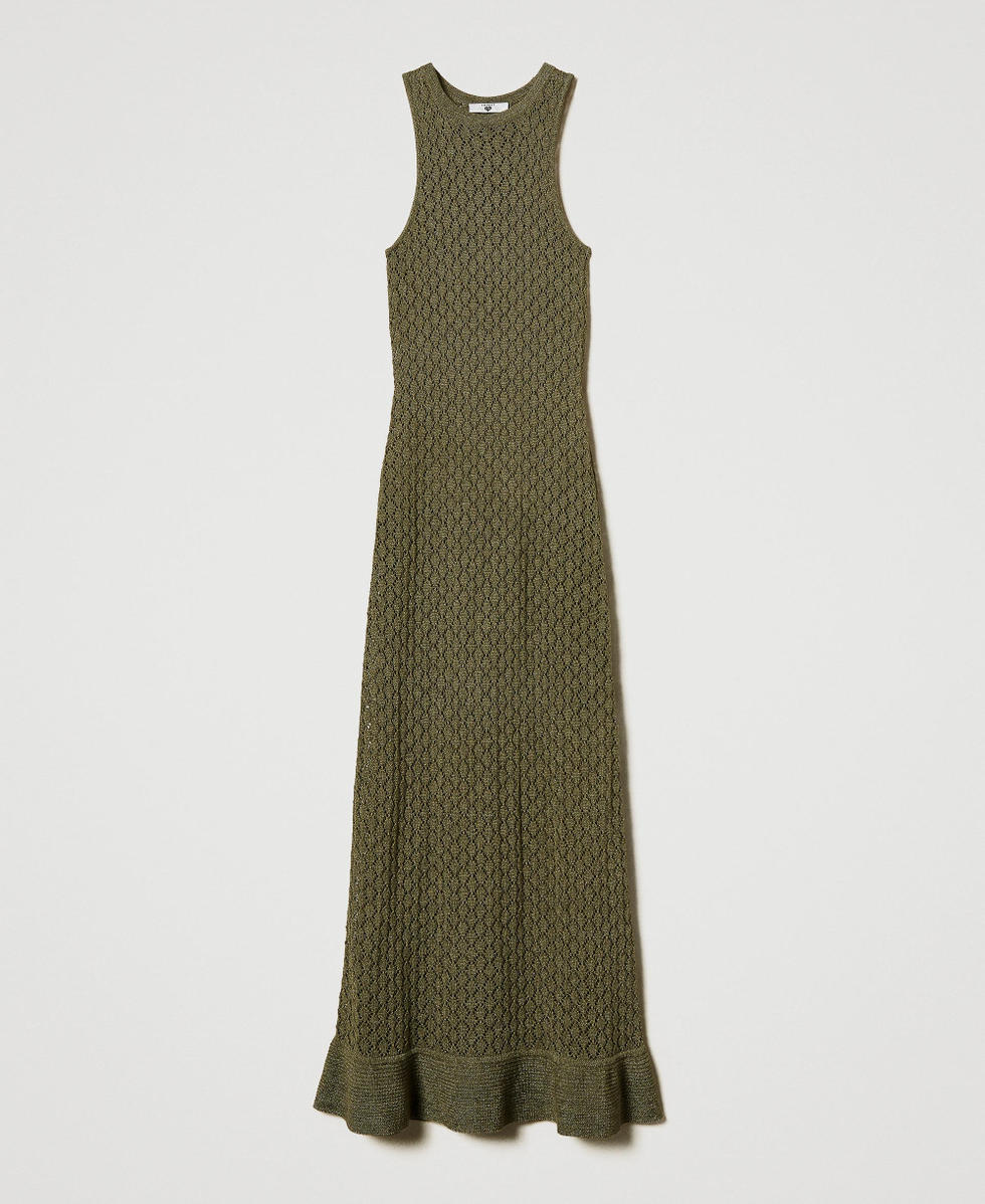 Abito lungo a rete in maglia lurex Olive Leaf Donna 251LB3ABB_12135_S0