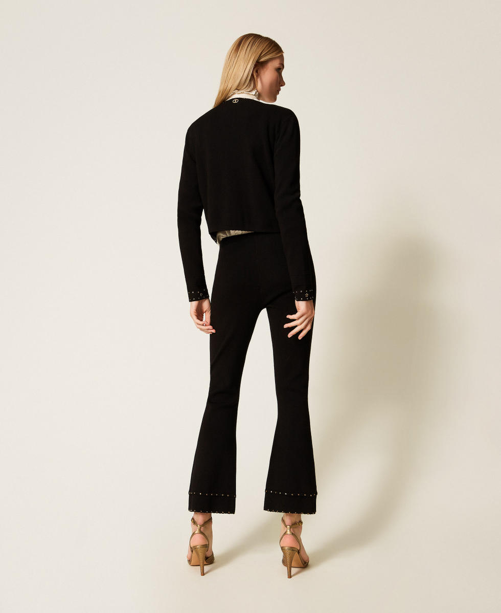 Pantalon en maille avec strass Noir Femme 252TP3273_00006_03