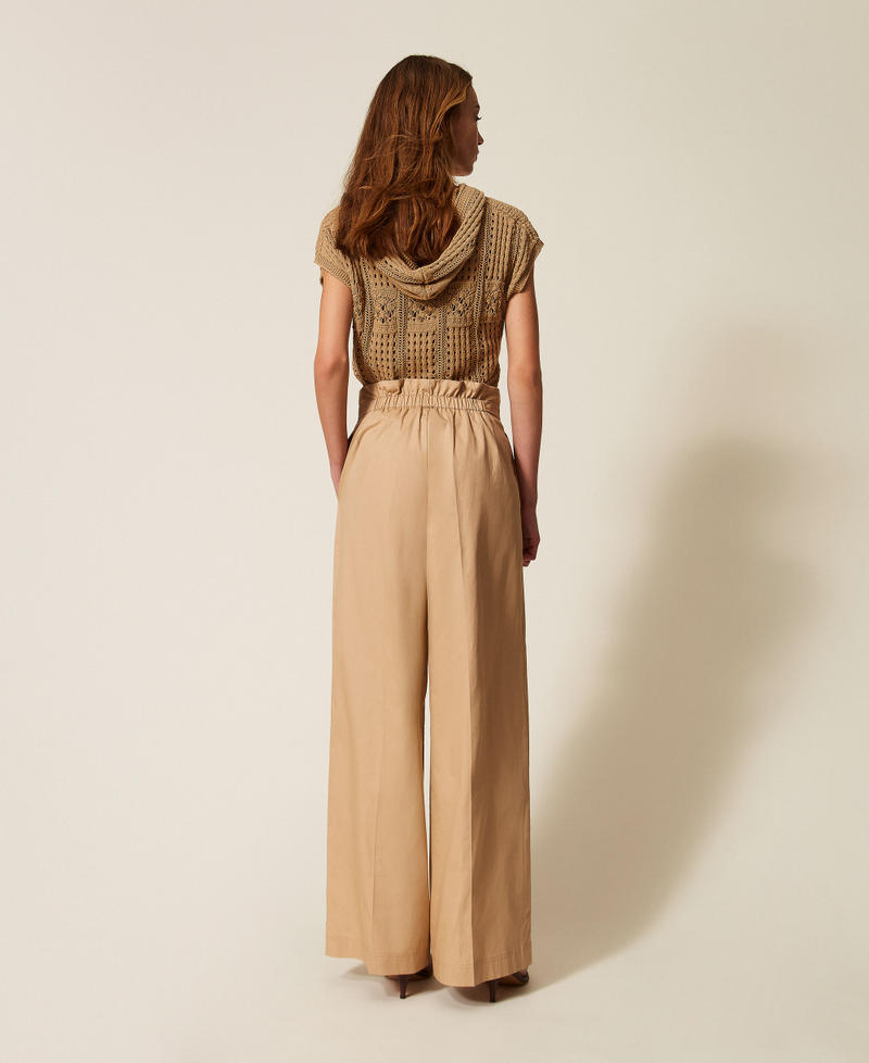 Weite Hose aus Twill "Rope"-Beige Frau 261TT2014_12145_03