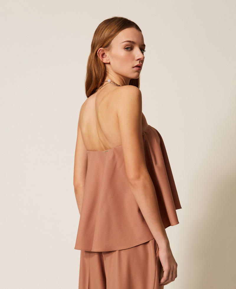 Wool blend bustier top Mocha Mousse Brown Woman 261TP2390_13168_03