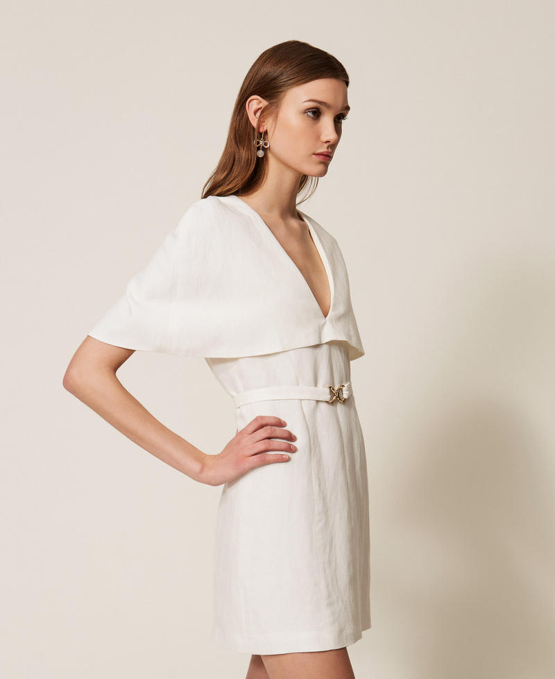 Robe courte cape en lin m&eacute;lang&eacute; Nacre Femme 261TP2451_00059_02