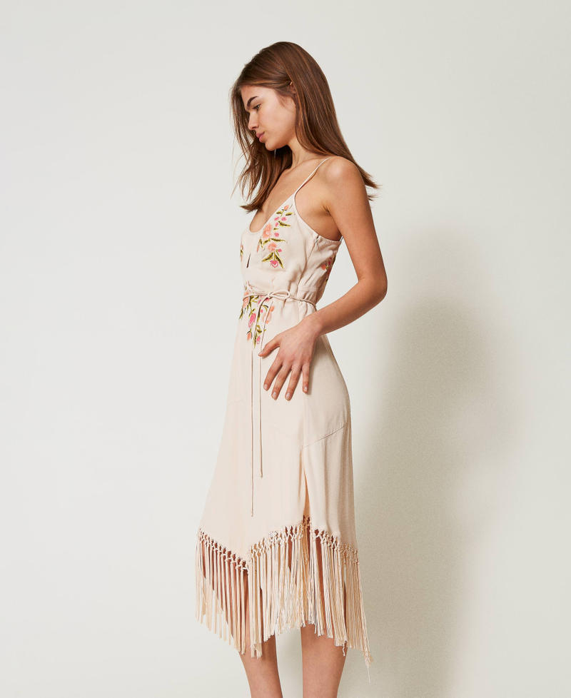 Midi dress with floral embroidery