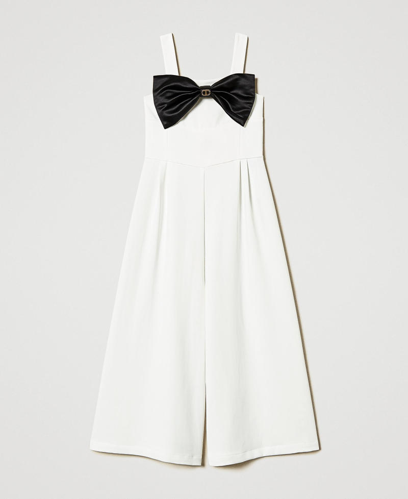 Crêpe jumpsuit with bow Bicolour "Ice" White / Black Girl 251GJ2QN1_02849_0S