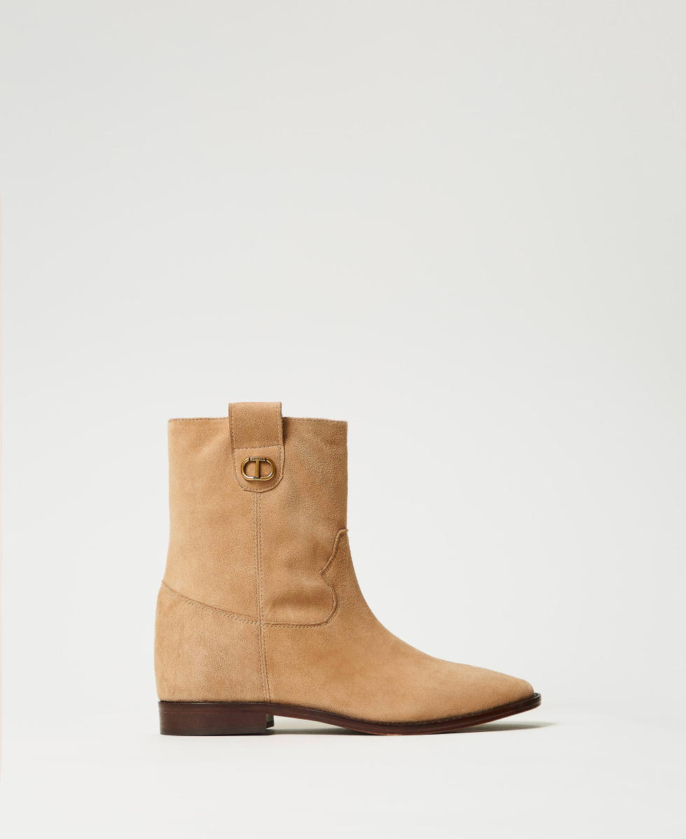 Suede leather ankle boots Camel Woman 251TCP140_00044_01