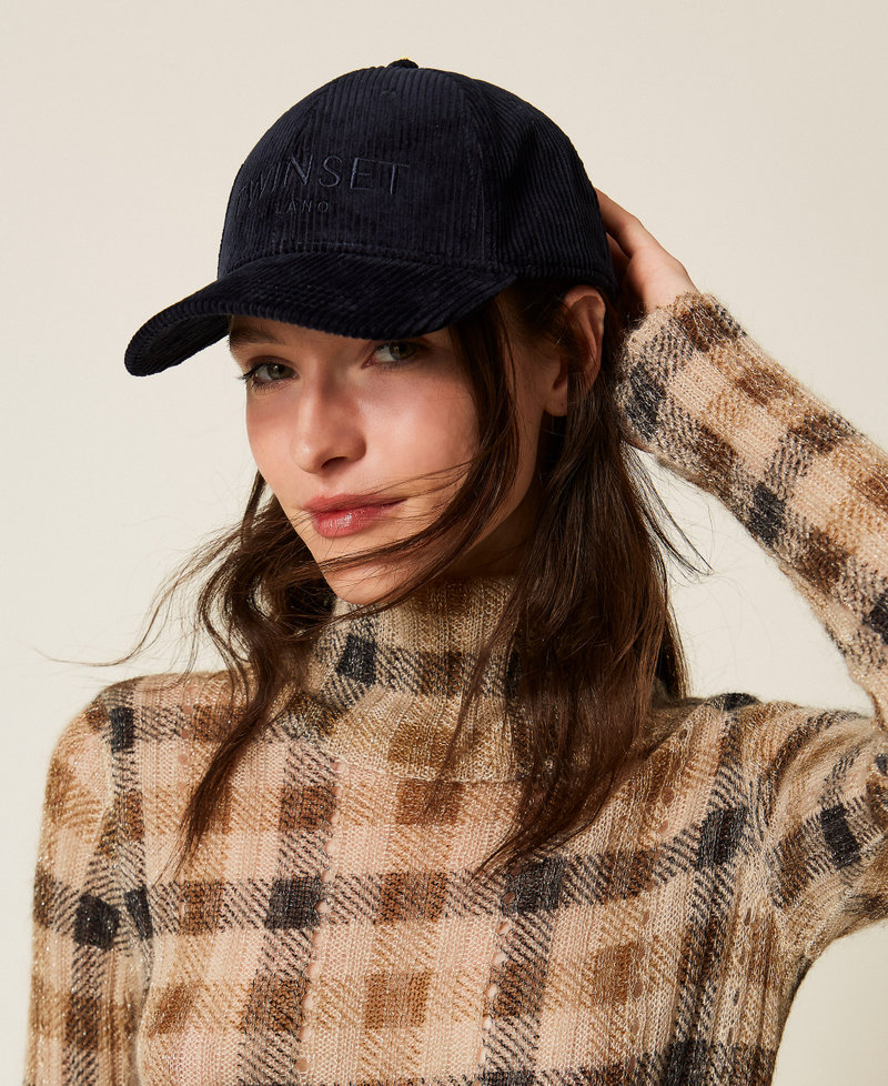 Corduroy baseball cap Classic Blue Woman 252TO5440_11956_T0