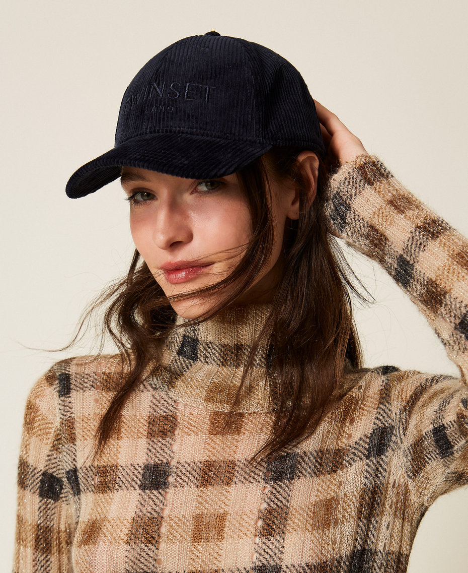 Corduroy baseball cap Classic Blue Woman 252TO5440_11956_T0