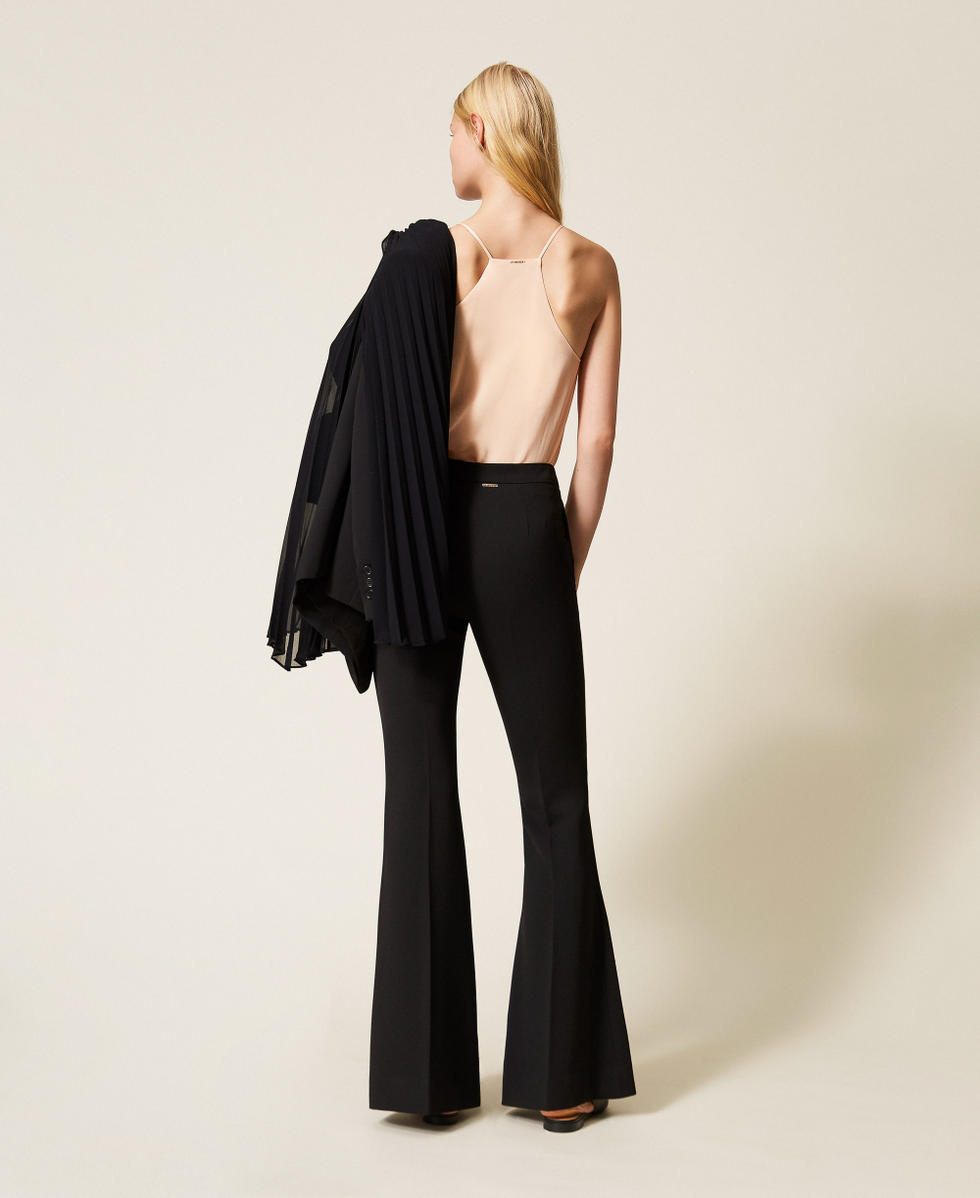 Cr&ecirc;pe flared trousers Black Woman 261TP2193_00006_03