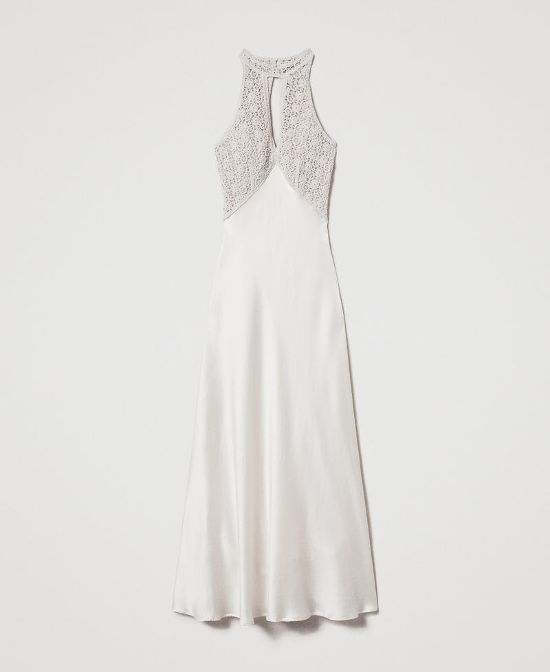 Long satin dress with crochet bodice White Snow Woman 251TT2080_00282_0S