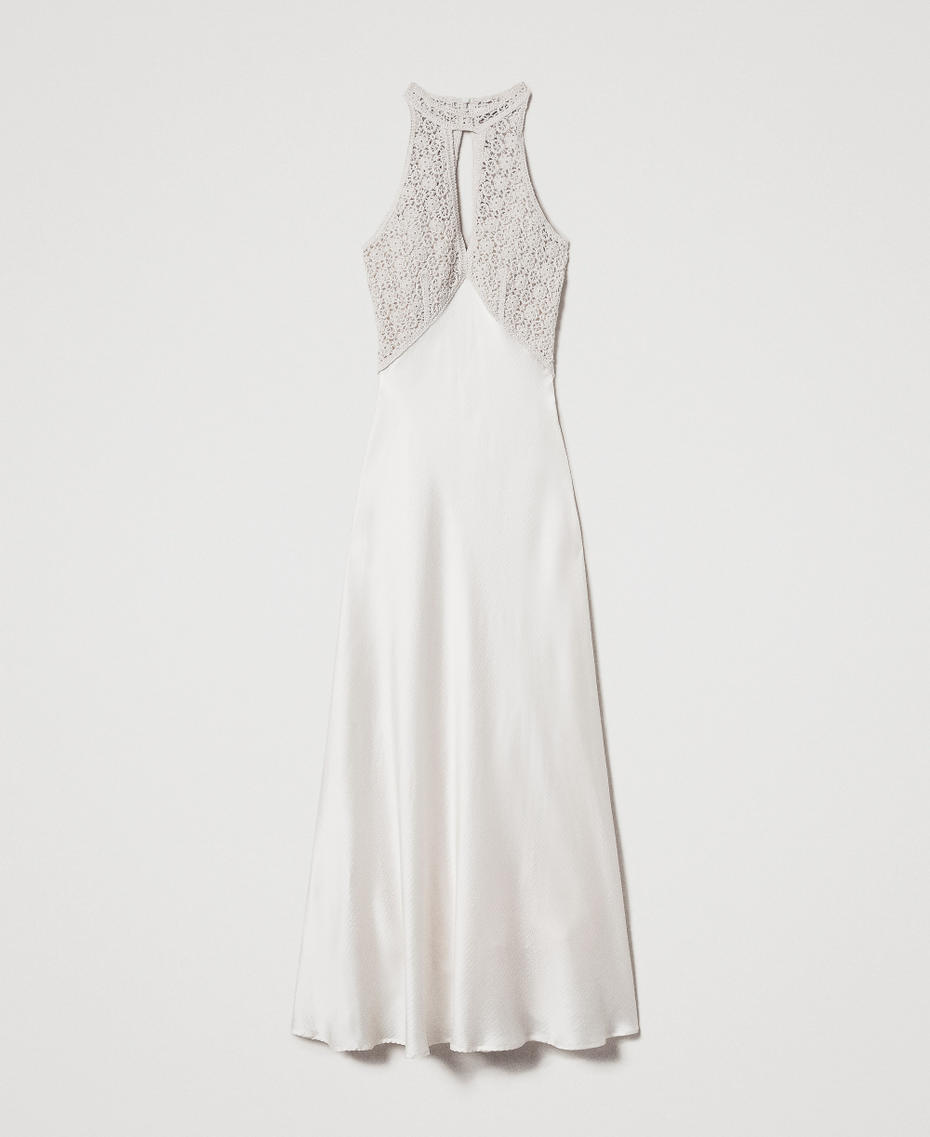 Long satin dress with crochet bodice White Snow Woman 251TT2080_00282_S0