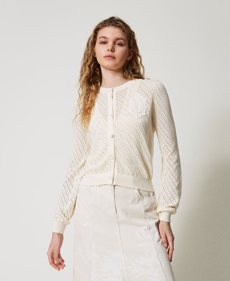 Cardigan with embroidered patch White Snow Woman 251TT3132_00282_02