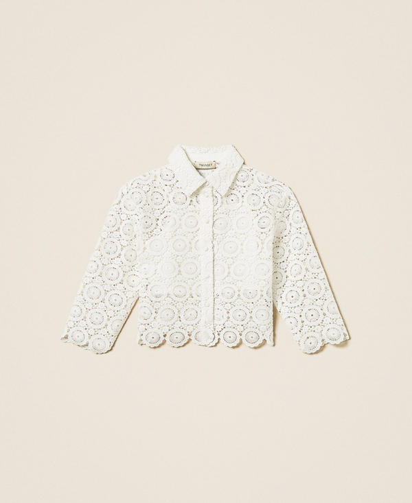 Macram&eacute; lace boxy shirt
