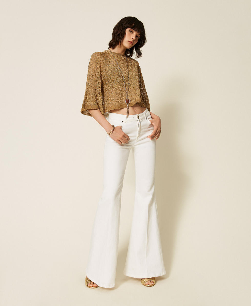 2-in-1-Cropped-Pullover Golden Green Lurex Frau 262TP3Q31_12454_T0