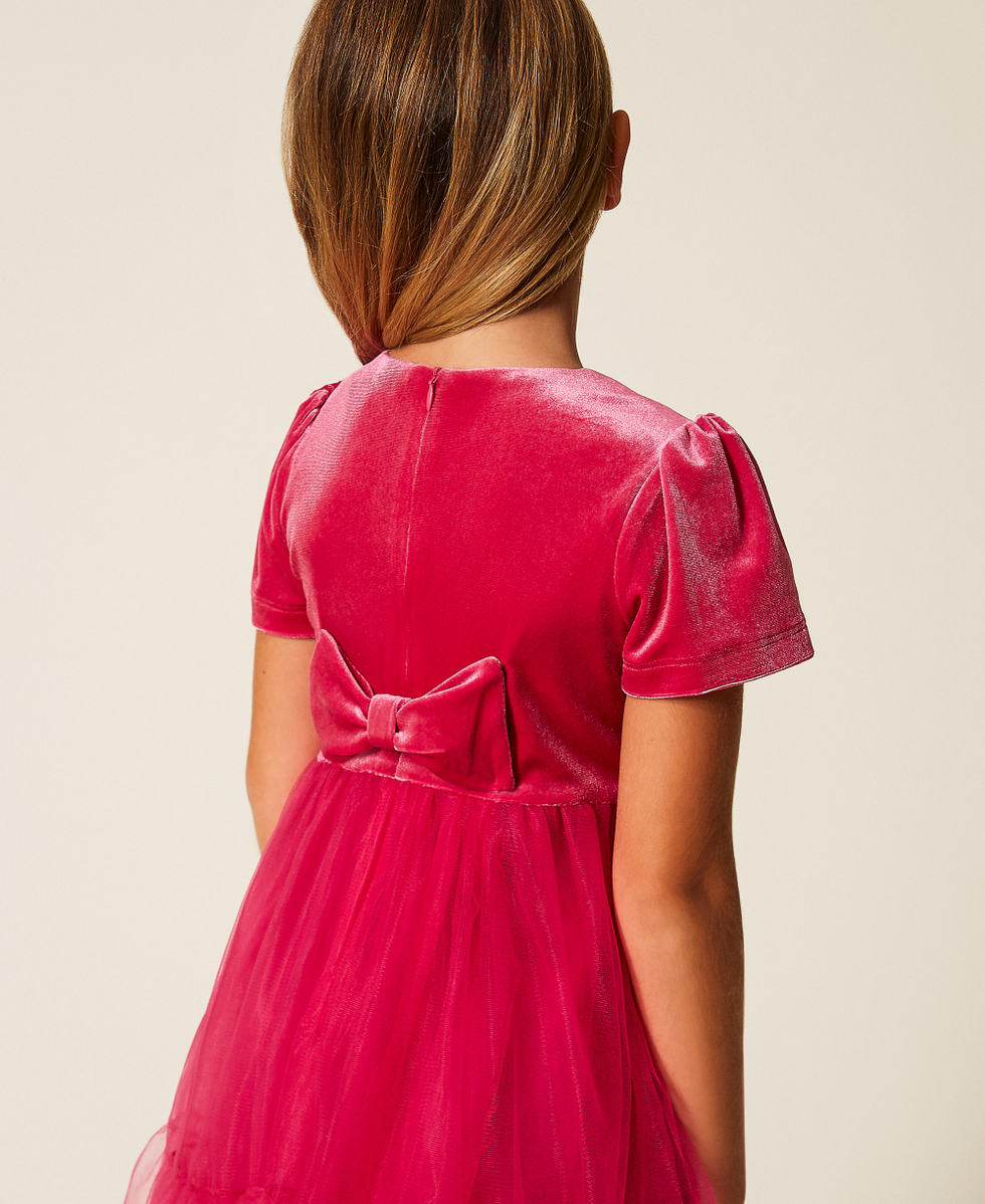 Kurzes M&auml;dchenkleid aus Samt und T&uuml;ll Rosa Candy Rose M&auml;dchen 252GB2200_00338_04