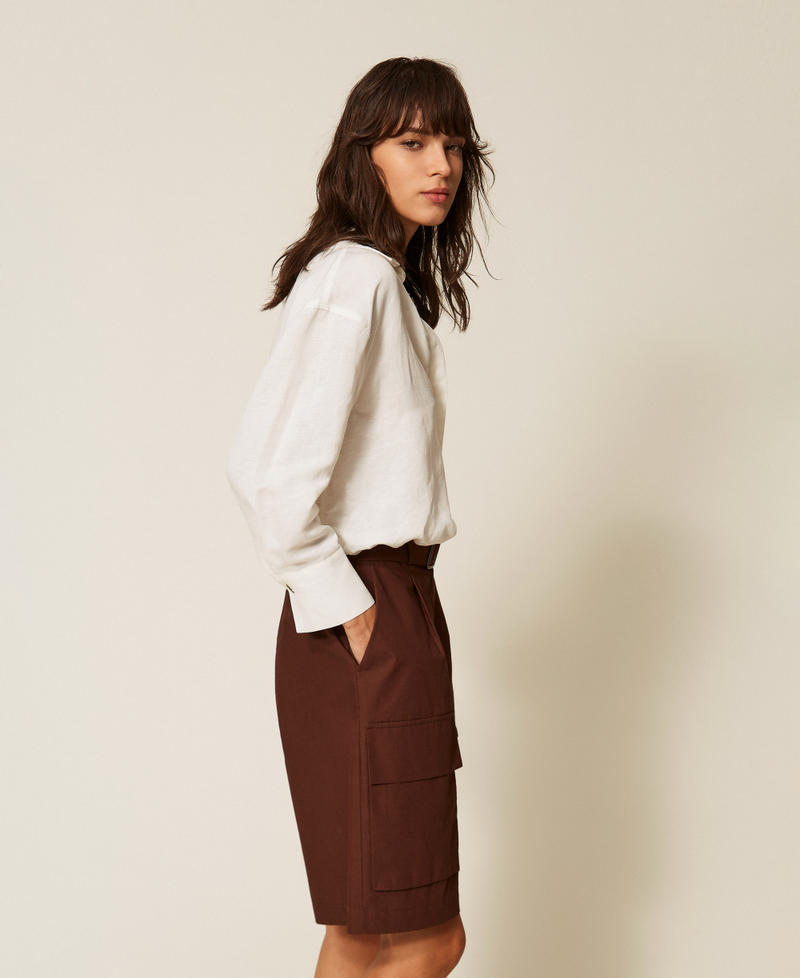 Bermuda cargo en popeline recycl&eacute;e Chocolate Lab Femme 261AP2082_10780_02