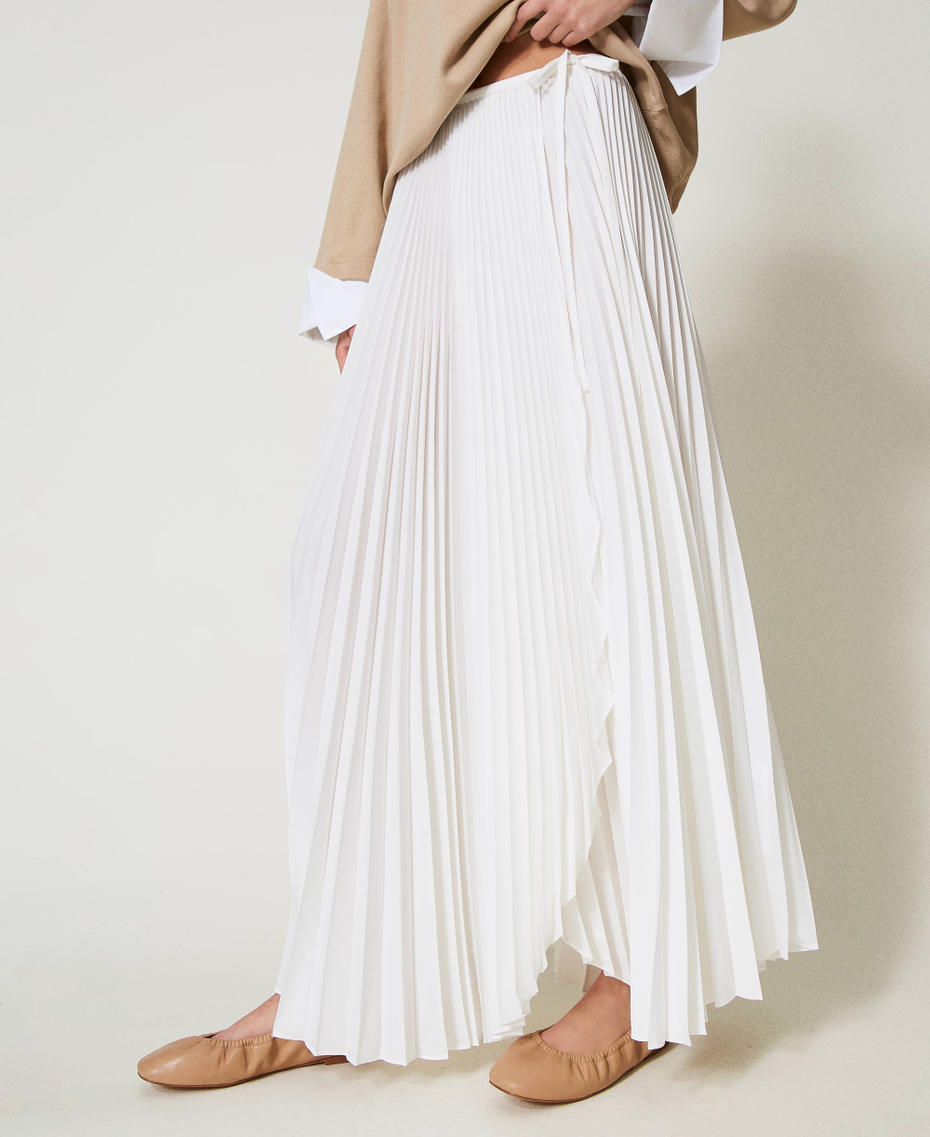 Gonna lunga in cr&ecirc;pe de Chine pliss&eacute; Madreperla Donna 251TP2424_00059_04