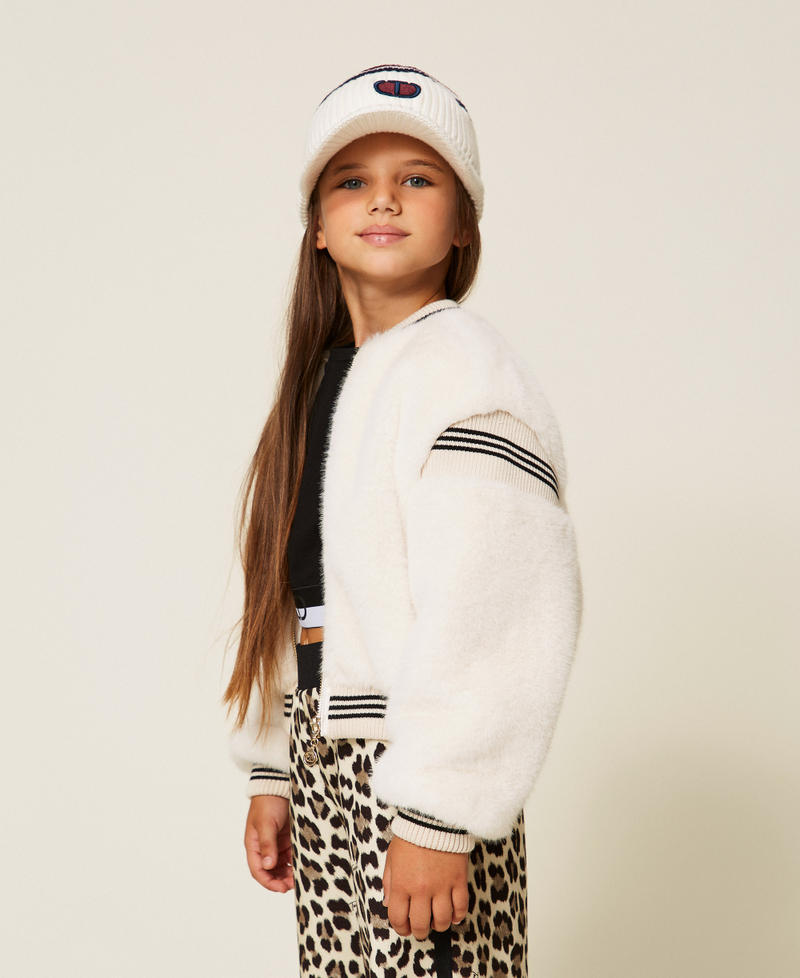 Bomber in faux fur con costine rigate Milk Bambina 252GJ2170_12577_01