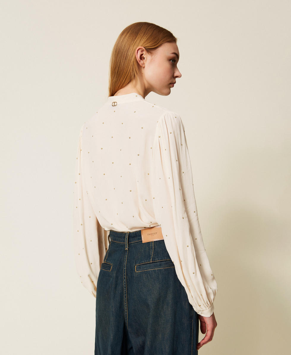 Bluse mit Lurex-Stickerei &bdquo;Parchment&ldquo;-Beige Frau 252TP2032_07222_03