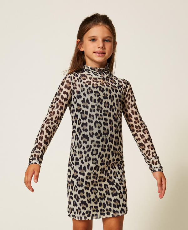 Short animal print tulle dress