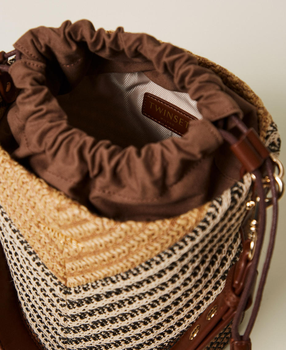 Jacquard raffia bucket bag Multicolour Straw Woman 261TD8502_13504_04