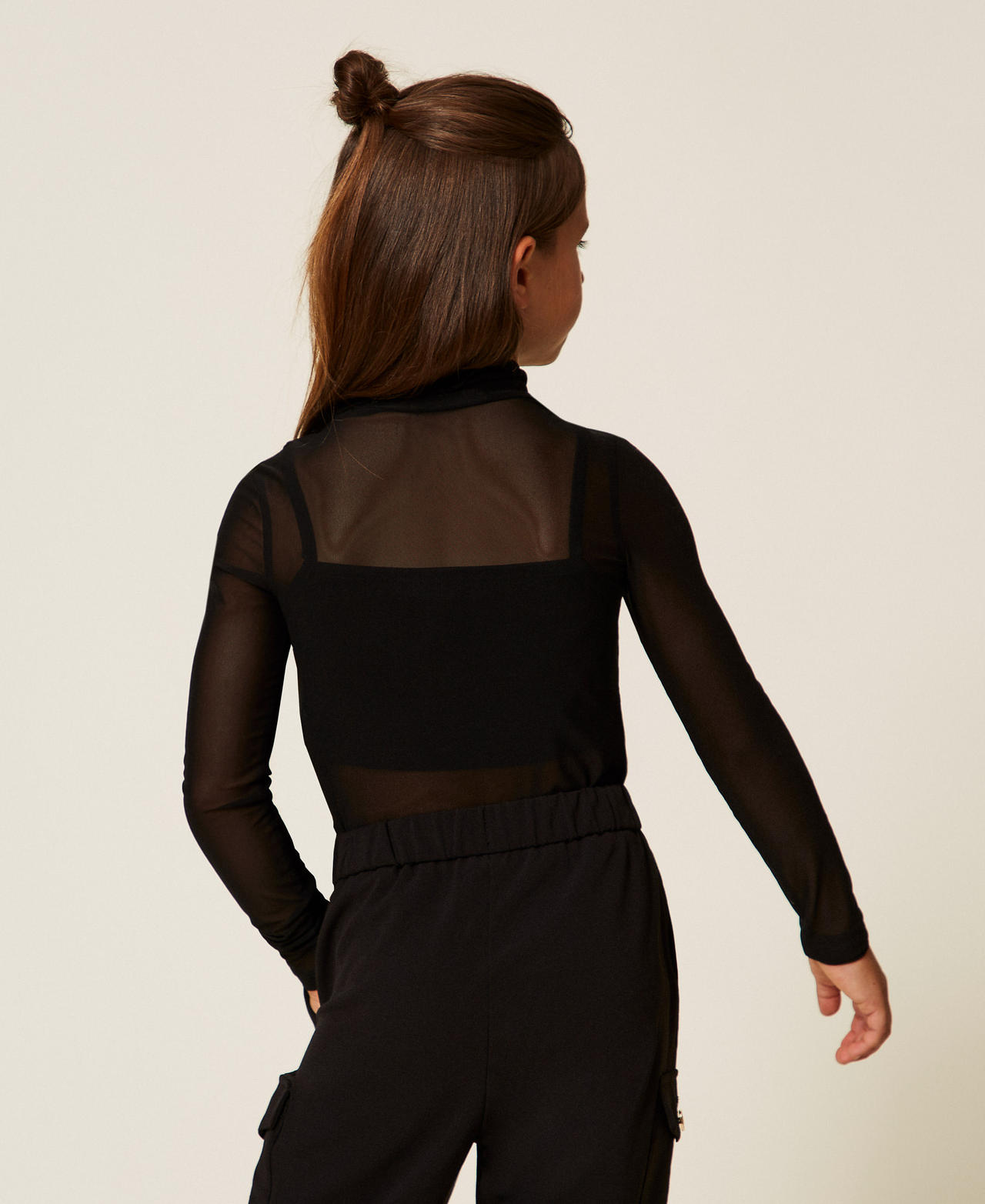 Tulle top with logo Black Girl 252GJ2310_00006_03
