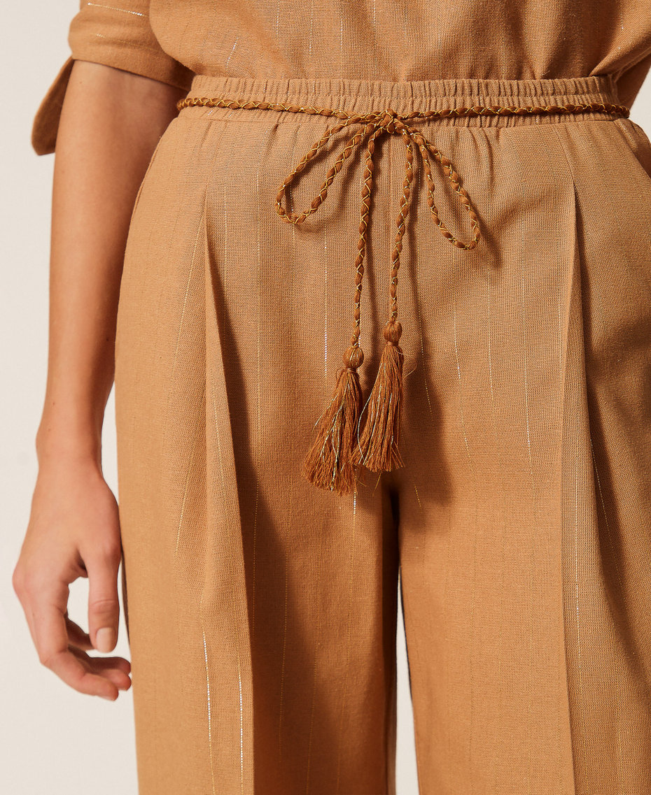 Pantalon ample &agrave; rayures lurex Marron &laquo;&thinsp;Hazelnut&thinsp;&raquo; Femme 261LB2QFF_10282_04