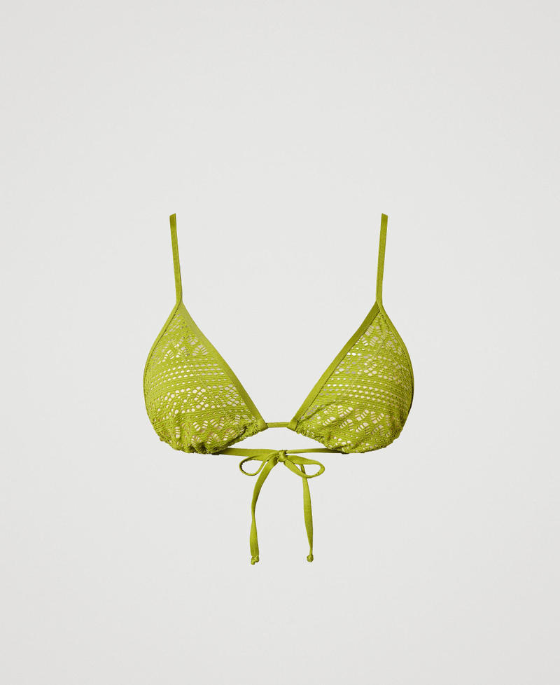 Lace-effect triangle bikini top Green Grenoble Woman 251LBMG22_12131_S0