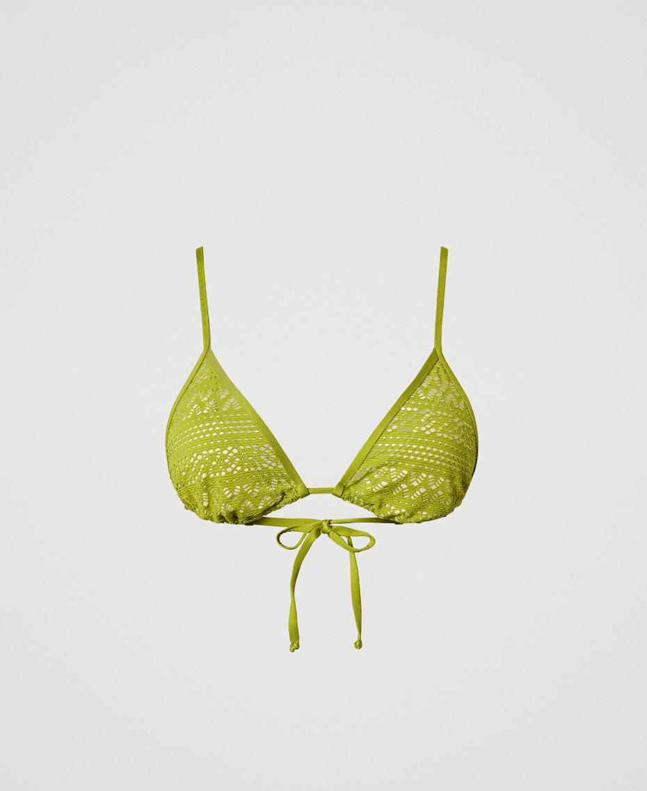Lace-effect triangle bikini top Green Grenoble Woman 251LBMG22_12131_S0