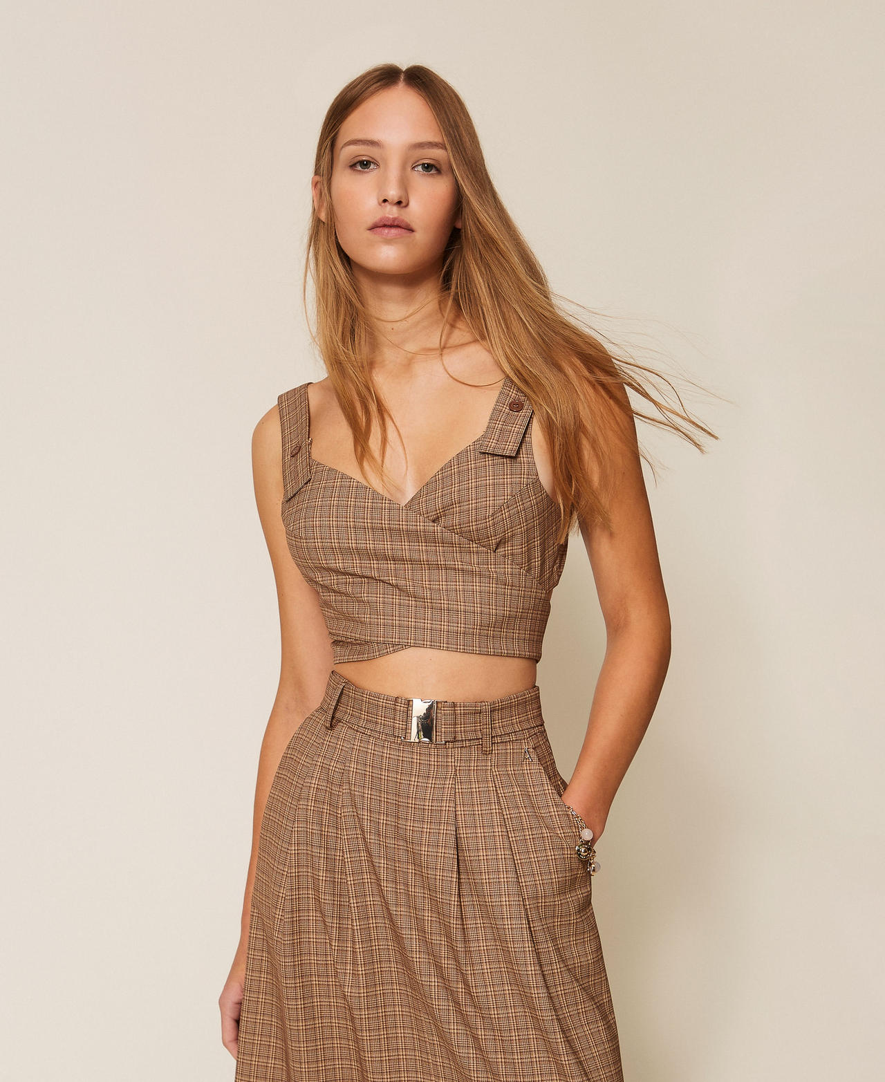 Glen plaid top Chocolate Lab Prince Of Wales Woman 261AP2282_13310_01