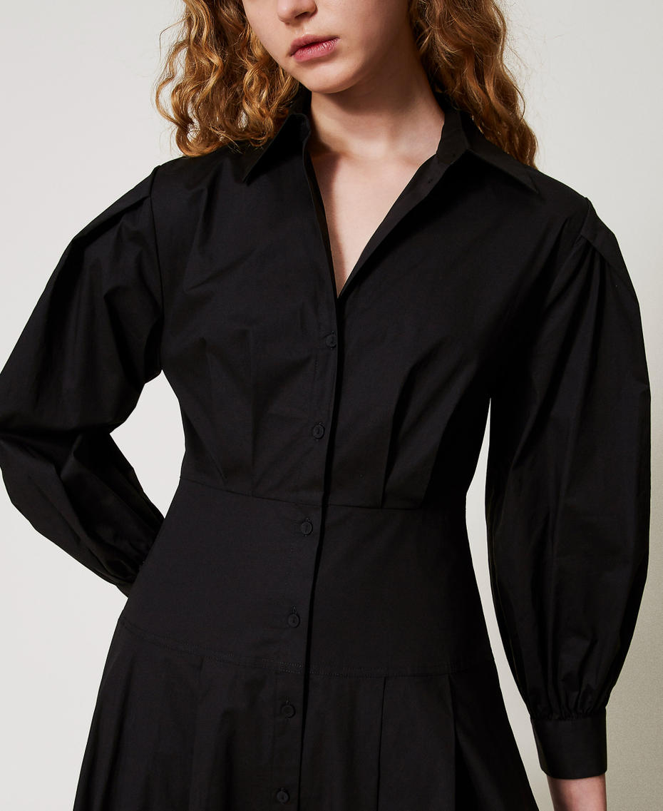 Long poplin shirt dress Black Woman 251AP2306_00006_03