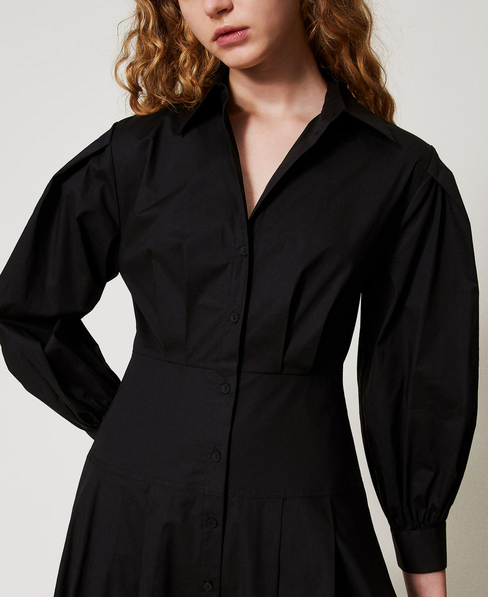 Long poplin shirt dress Black Woman 251AP2306_00006_03