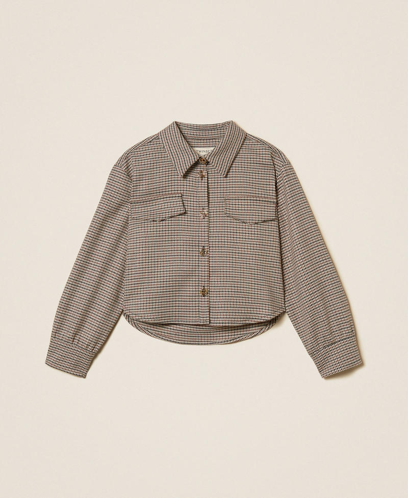 Houndstooth oversized shirt Camel Houndstooth Girl 252GJ2102_12717_S0