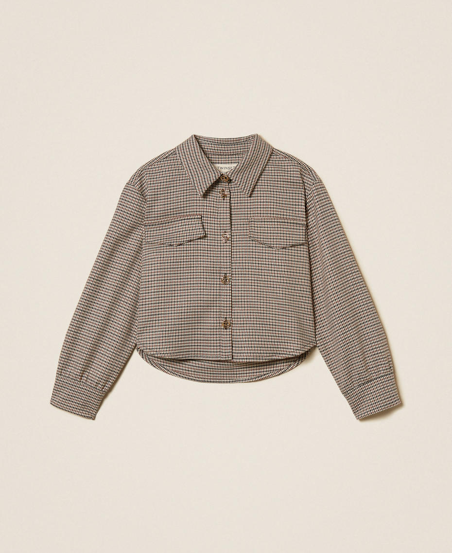 Houndstooth oversized shirt Camel Houndstooth Girl 252GJ2102_12717_S0