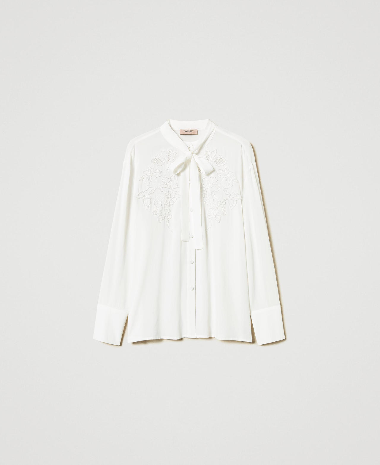 Camicia in georgette con ricamo Bianco Neve Donna 251TP2690_00282_0S