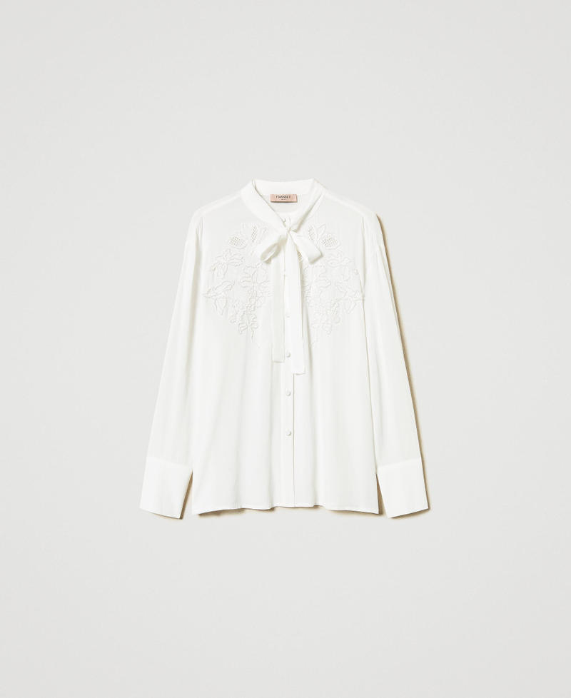 Camicia in georgette con ricamo Bianco Neve Donna 251TP2690_00282_0S
