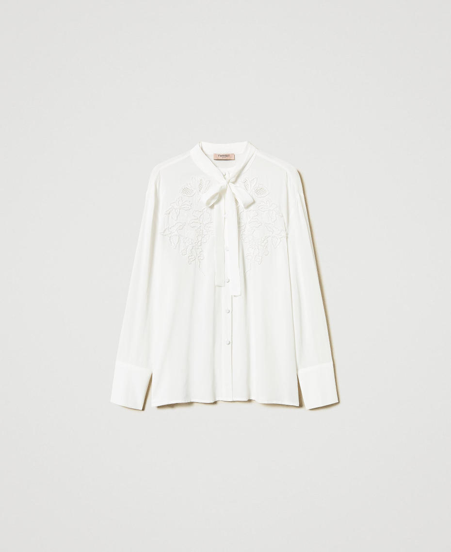 Camicia in georgette con ricamo Bianco Neve Donna 251TP2690_00282_S0