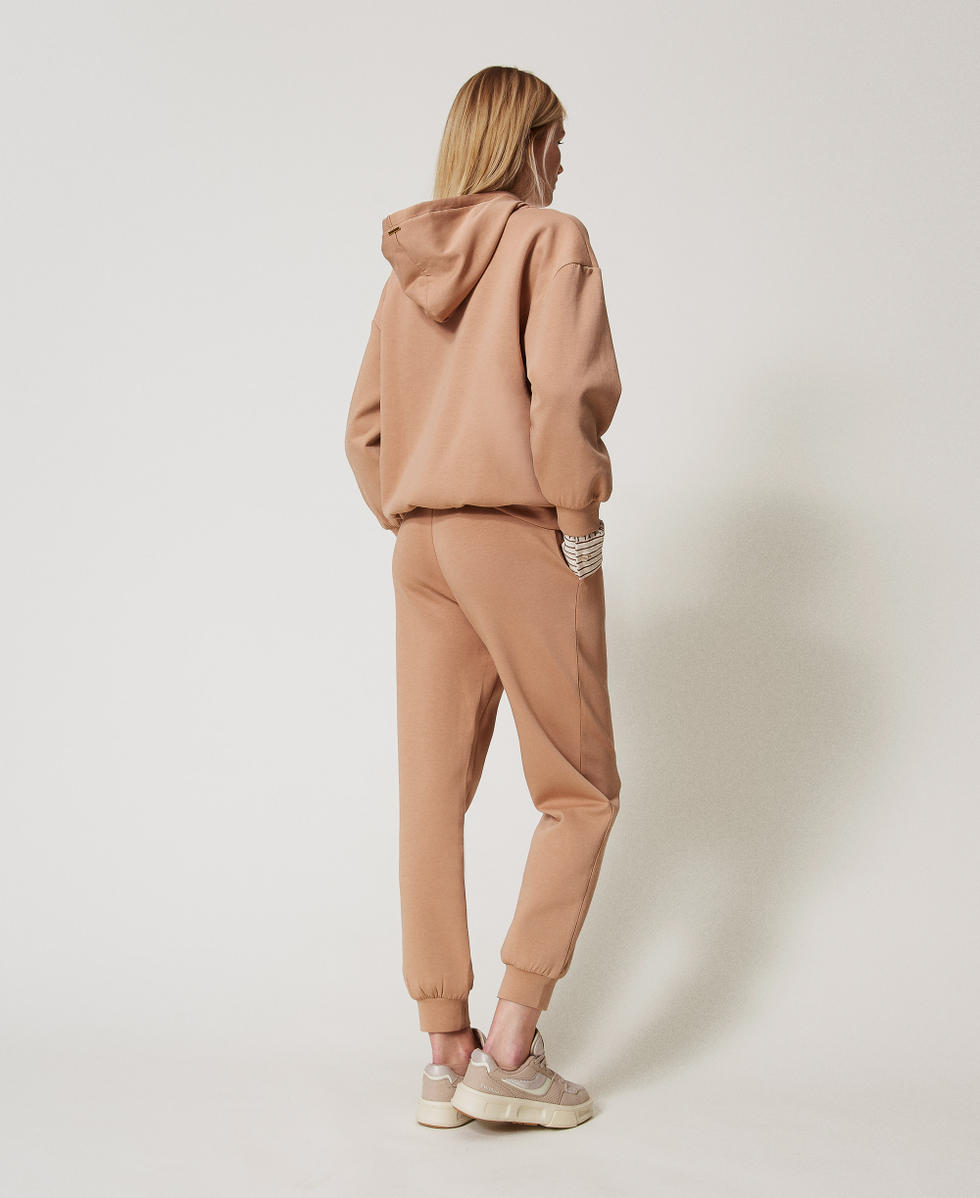 Sweat-shirt et pantalon de jogging en scuba Bicolore Brown Box/Rayure White et Brown Femme 251LL2VEE_12248_03