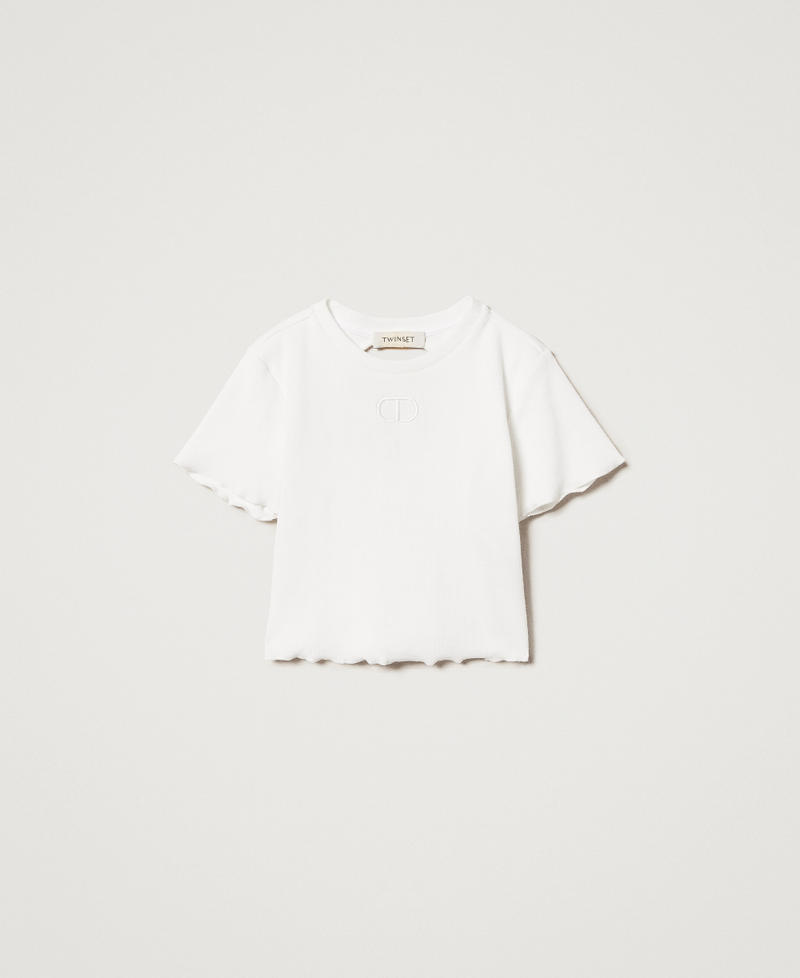 T-shirt with embroidery and cut-out