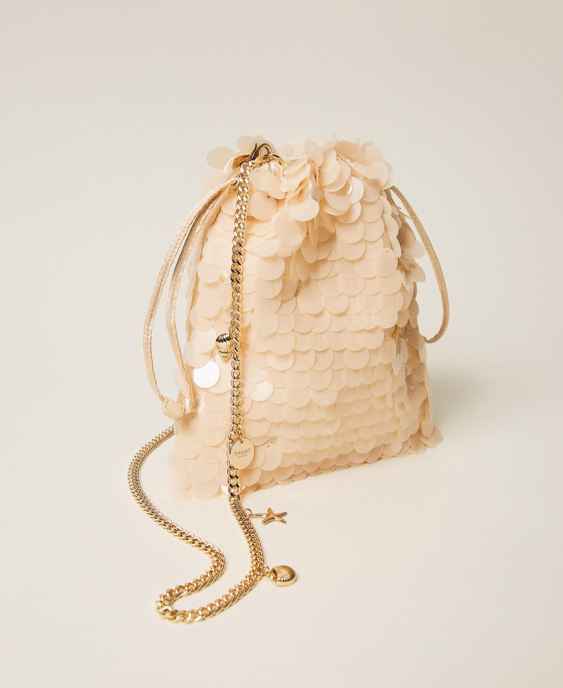 Satin clutch with sequins Rope Beige Woman 261TL8020_12145_02